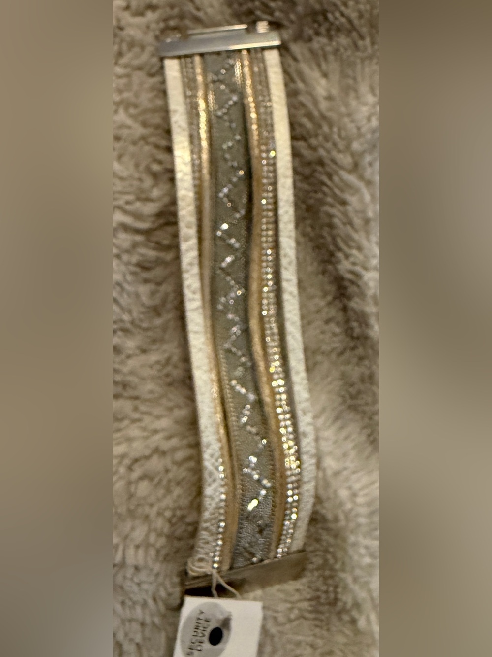 White Multi-Row Wrap Bracelet with Rhinestones - Picture 3 of 5